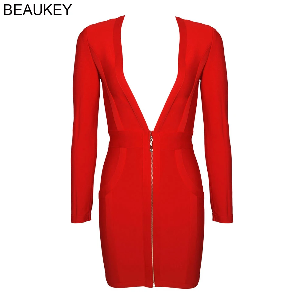 BEAUKEY 2019 красного зеленого и черного цвета для девочек Бандажное платье с длинным