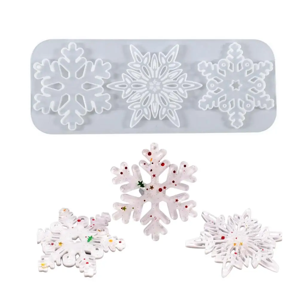 

Силиконовые формы в виде снежинки, формы для рождественской смолы, формы для литья смолы, набор 3D силиконовых форм для искусственной рукоде...