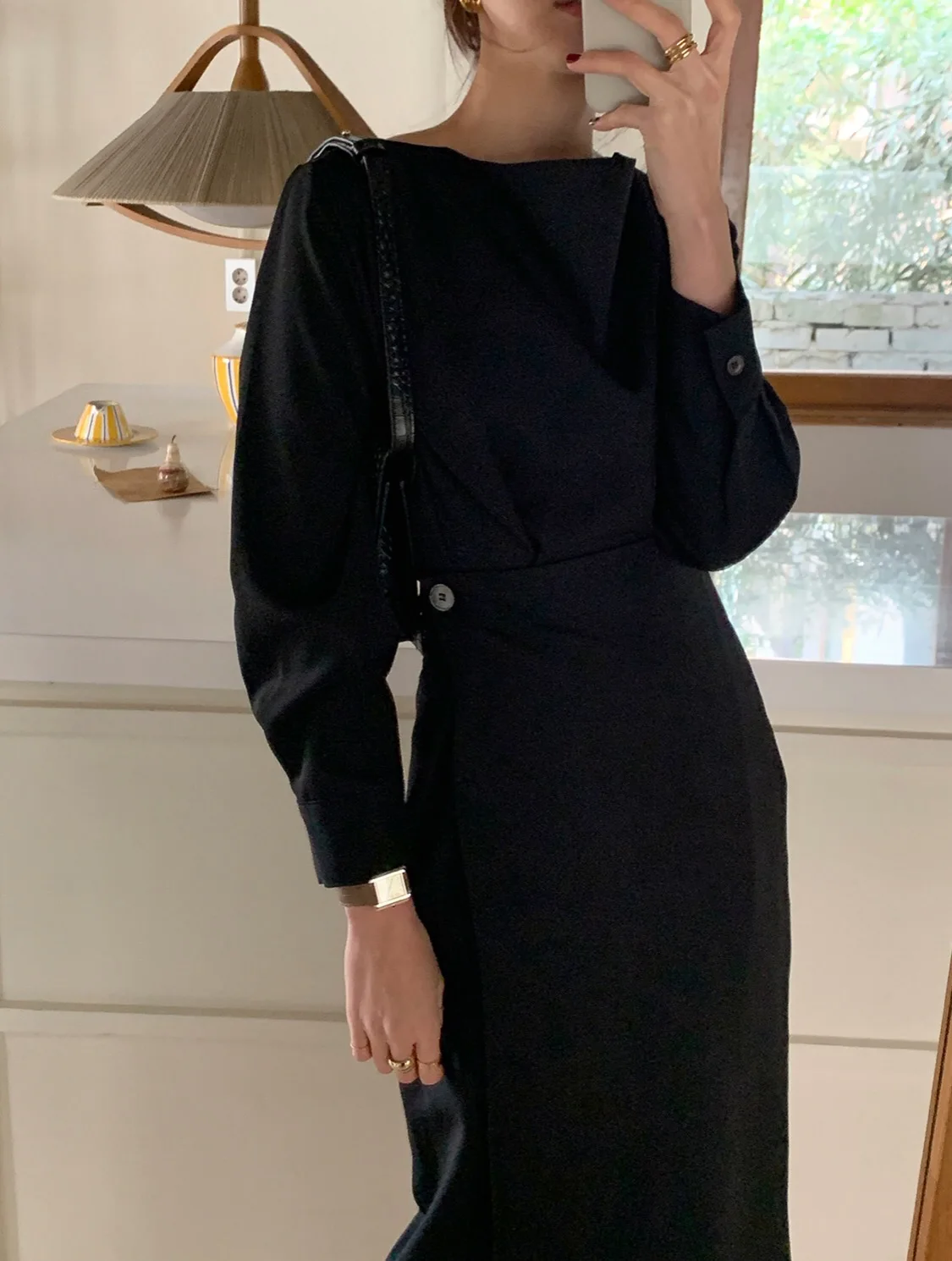 

VICONE Chic Retro Women Dress 2021 Irregular neckline dress Elegant Dresses