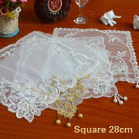 square 28cm singer mesh embroidery handmade beaded coaster placemat for dining weding decoration box dust cloth coffee table mat