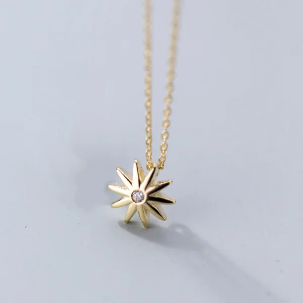 1 Pcs Gold Trusta, 925 пробы, серебряное ожерелье, ювелирное изделие, светильник от солнца, подвеска, короткое 925 ожерелье, милый подарок на день рождения для девушек, девушек, DS1360 - Окраска металла: 1 Pcs Gold