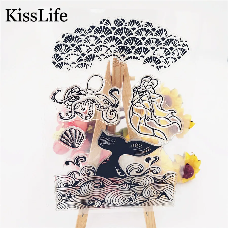 1 Sheet Beautiful Fish Tail Octopus Angel Clear Rubber Stamps for Scrapbooking Card Making Christmas Album Decors | Дом и сад