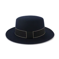 high grade simple autumn winter woolen new retro style formal bowler fedora hat gentle lady flat top wide brim jazz felt hats