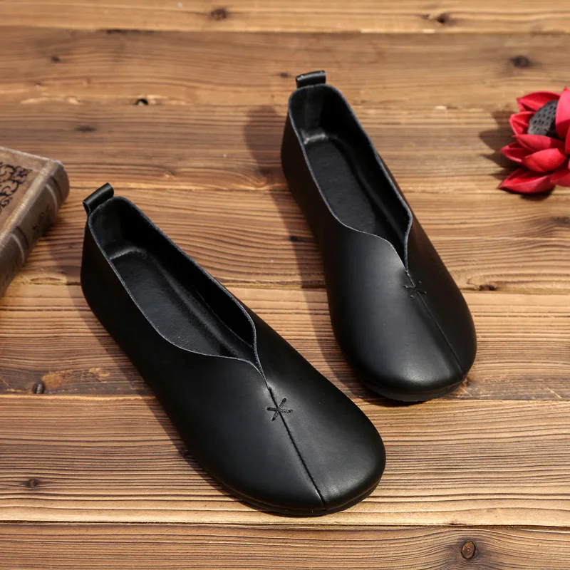 

Summer Shoes Ladies Female Moccasin Shallow Mouth Casual Sneaker Low Heels Dress Flats Women Round Toe Slip-on 2021 Genuine Leat