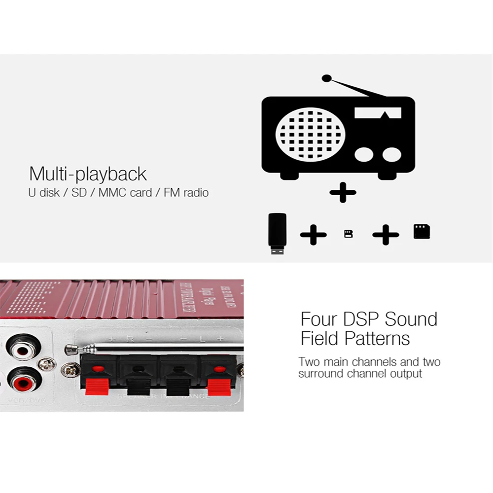 Hy-400 Hi-Fi автомобильный стерео усилитель радио Mp3 динамик с Fm ЖК-дисплеем мощности