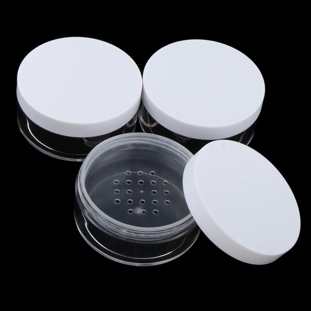 

3 Pieces 50g 1.8oz Empty Powder Case Plastic Cosmetic Make-up Loose Powder Box Case Container Holder for Household Use