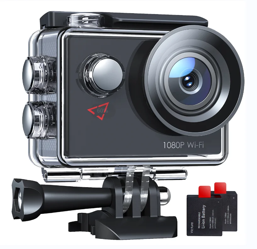 Victure AC420 Action Camera Full HD 1080P WiFi 30m Underwater Camcorder with 2 Batteries and Accessories