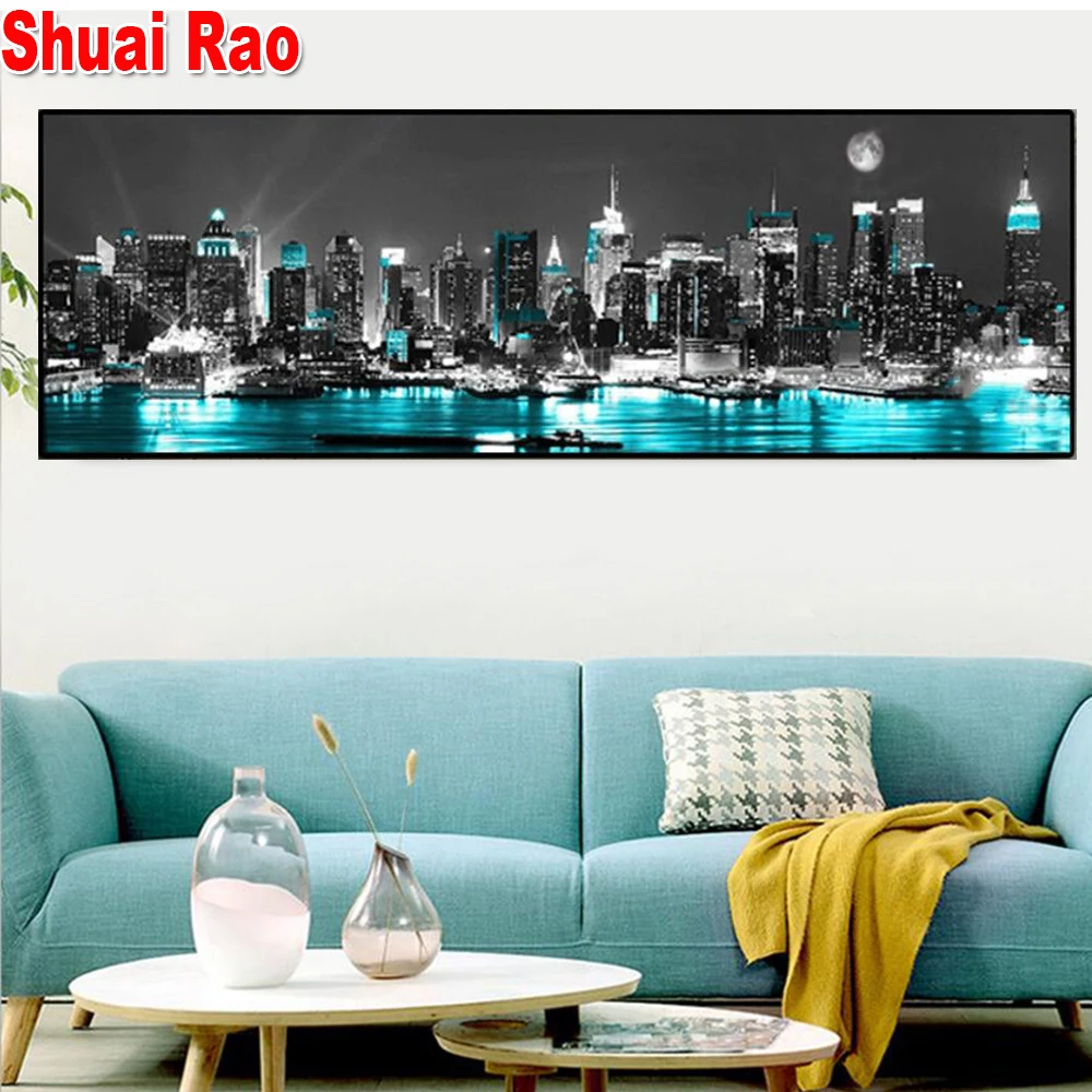 

Large 5D Diamond Painting new york black and white city landscape Home Decoration Full Drill Embroidery Handicraft Art Kits