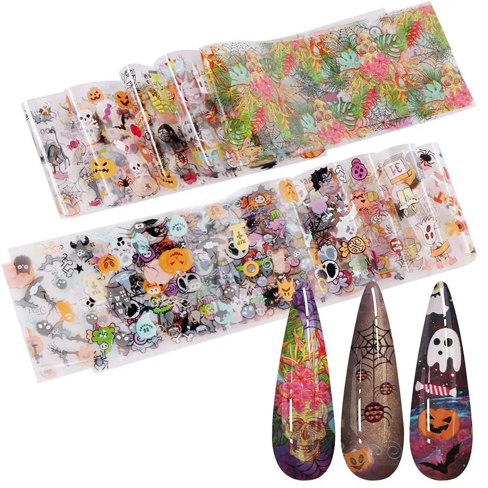 10 листов звезда на Хэллоуин небо дизайн ногтей Фольга переводная наклейка