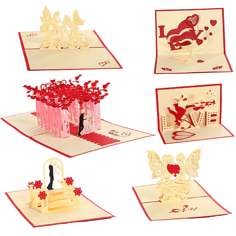 Открытка 3D для влюбленных приглашение на свадьбу поздравительные открытки