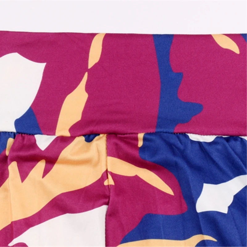 

VIIANLES Femme Summer Print Wide Leg Floral Casual Long Harem Pants High Waist Elastic Fashion New Loose Trousers