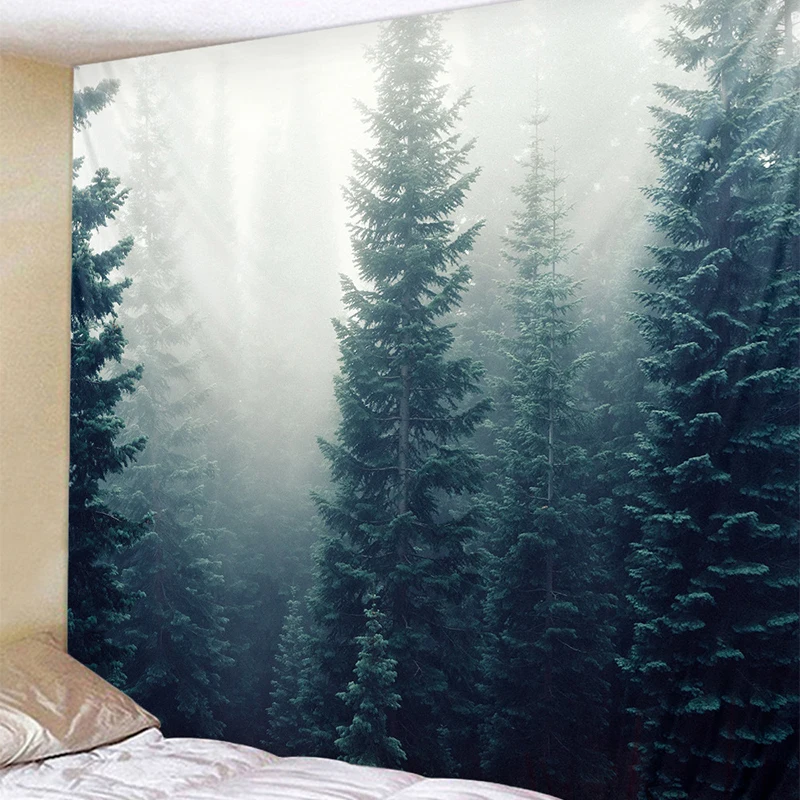 Большой Настенный гобелен с рисунком природного леса настенная подвеска в стиле