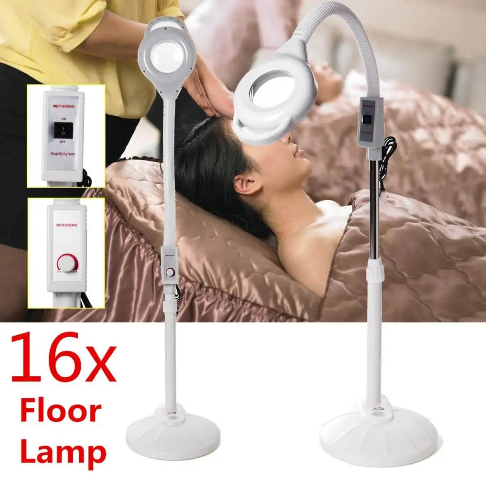 

16X Diopter LED Magnifying Floor Stand Lamp Magnifier Glass Facial Cold Ligth Len Facial Light For Salon Nail Tattoo Dentist