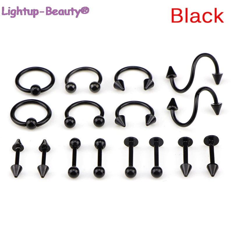 

21/16/10/8/4/1 Navel Ring Bar Barbell Drop Dangle Body Piercing Belly Button Rings Men Women Body Jewelry Piercer Tool