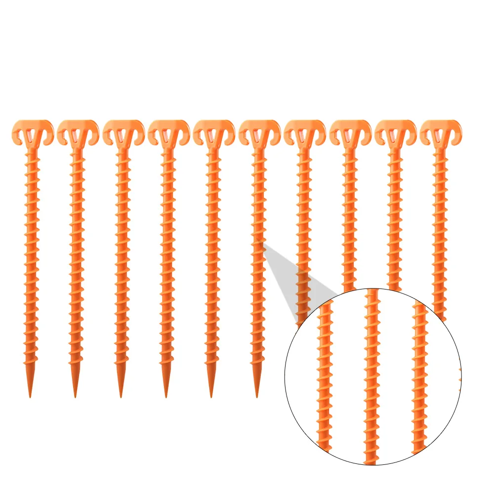 

10pcs Spiral Plastic Tent Stakes 28cm Windproof Tent Pegs Camping Screw