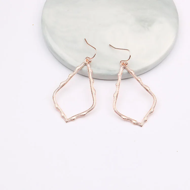 Rose Gold 15 цветов, дизайнерские серьги-капли в оправе для женщин, модная Ювелирная живопись, металлические серьги в форме капли воды, массивные серьги - Окраска металла: Rose Gold
