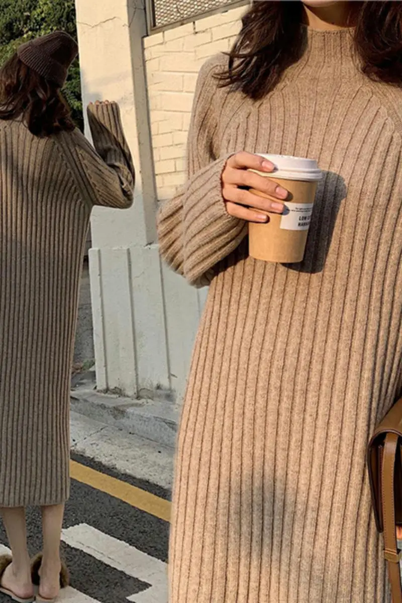 

Maternity Dresses Autumn Winter Black Bat Sleeve Splice Knit Dress Women Casual Dress Plus Size L-4XL Women's Clothing