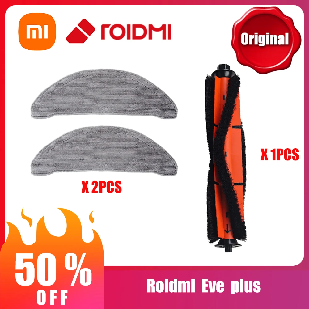 

（Original）Replacement For XiaoMi Roidmi Eve plus Main Brush Mop Cloth HEPA Filter Side Brush Dust Bag Disposable Mop Accessories