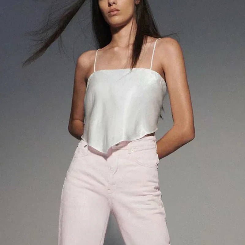 

Женский короткий топ без рукавов ZA, однотонная мягкая майка с вырезом лодочкой и открытой спиной, элегантный повседневный мини-костюм для д...