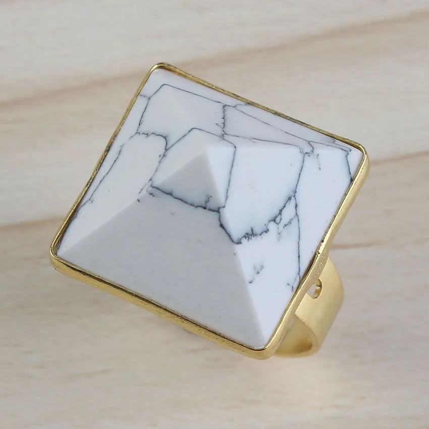 KFT ручной работы каменная Пирамида кольца Опал бирюзовый регулируемое кольцо