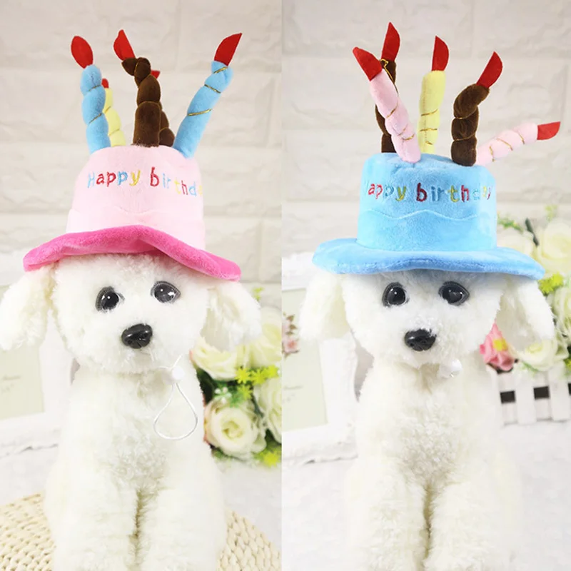

Dog hat pet dog cat hat with birthday cake cap candle gift design birthday party costume headdress baby accessories goods