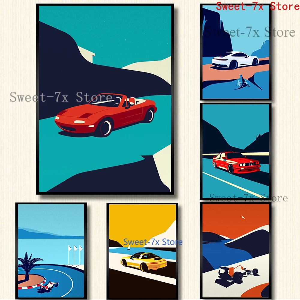 

Classic 911 Cars Yellow Green White Canvas Painting Art Nordic Posters and Prints Wall Pictures for Living Room Decor Frameless