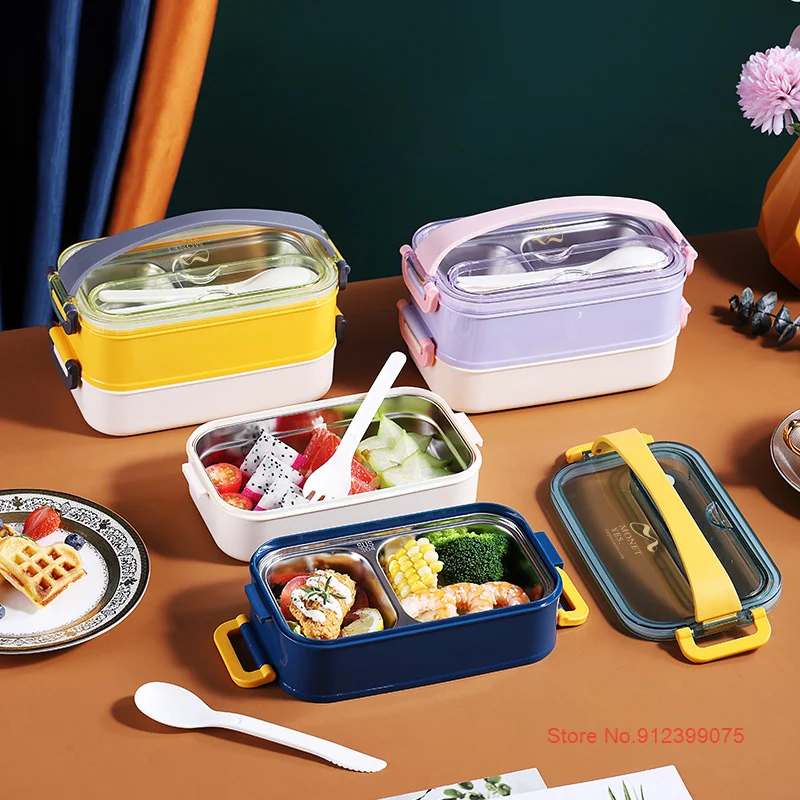 

New Insulated Portable Meal Prep Box Metal Food Container 304 Stainless Steel Lunch Box Microwave Heated Bento Box Kids Lunchbox