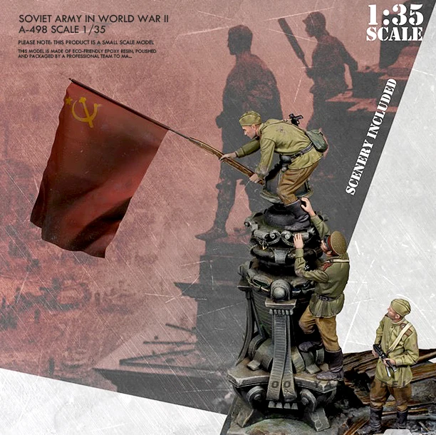 

1/35 набор моделей из смолы, бесцветные и самособранные фигурки (3 символов) A-498 (без флага)
