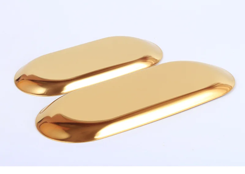 2019 модный цветной металлический лоток для хранения Золотой овальный точечный