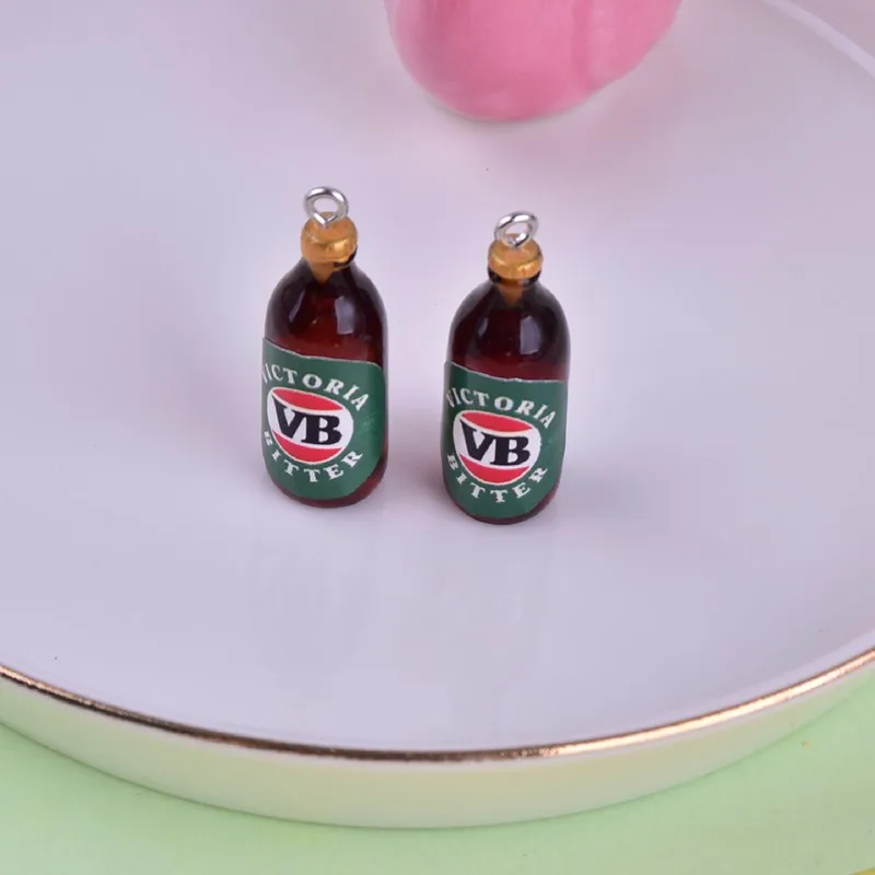 10 шт./упак. 3D VB подвеска в виде бутылки пива из смолы серьги брелок ювелирные