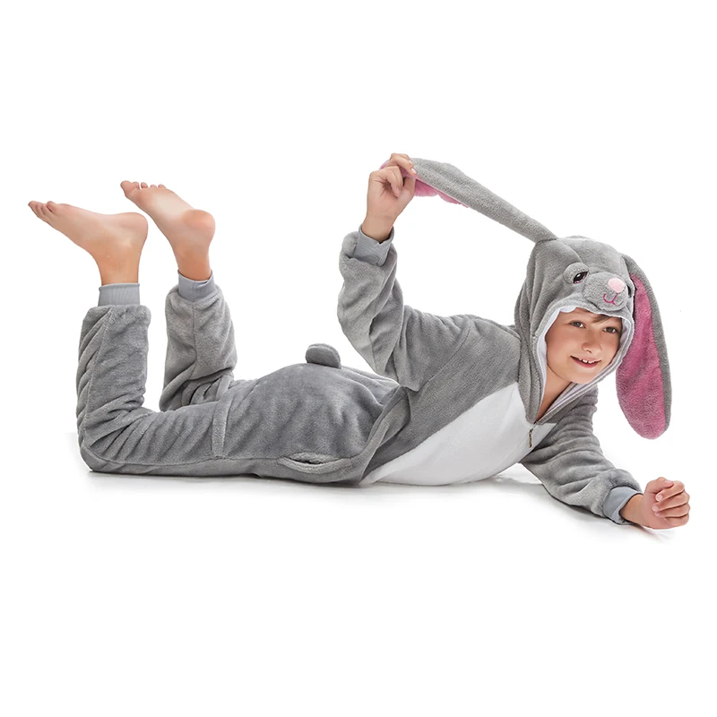 Детские зимние пижамы Kugurumi одежда для сна с животными фланелевая теплая детская