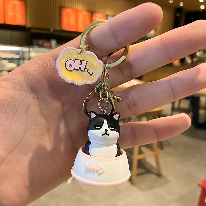 

4 Colors Dancing Cat Keychain Cartoon Attractive Kitten Ornament Keyring Women Bag Pendant Funny Design Kids Girls Birthday Gift