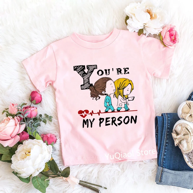 

Funny Greys Anatomy T Shirt Kids Clothes Summer You Are My Person Letter T-Shirts Baby Boys Girls Friends Tshirt Children Tops