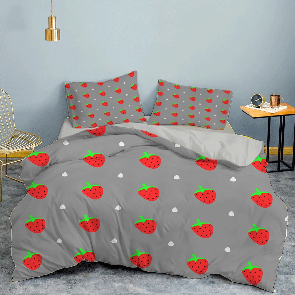 

ZEIMON Mushroom Printing Children Kids Girls Boys 3D Bedding Sets Cartoon Duvet Cover Pillowcase Queen Single Housse De Couette