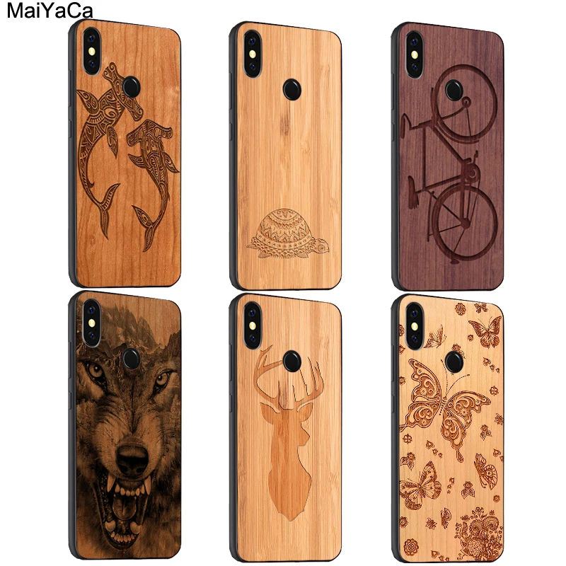Wolf Bike Butterfly Wood Case For Xiaomi Redmi Note 9 Pro 9S 8T 8 9C 9A Mi 10T 10 Lite POCO X3 | Мобильные телефоны и