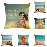ea and beach plant decoration cushions cover bed personalized girles pillow case sofa custom printed home decor gift