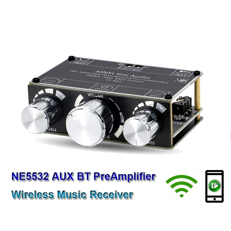 Tone Preamplifier HiFi Audio NE5532 Equalizer Bluetooth-Compatible 5.1 Wireless Receiver Preamp Aux Pre Amplifier DC5-24V | Электроника