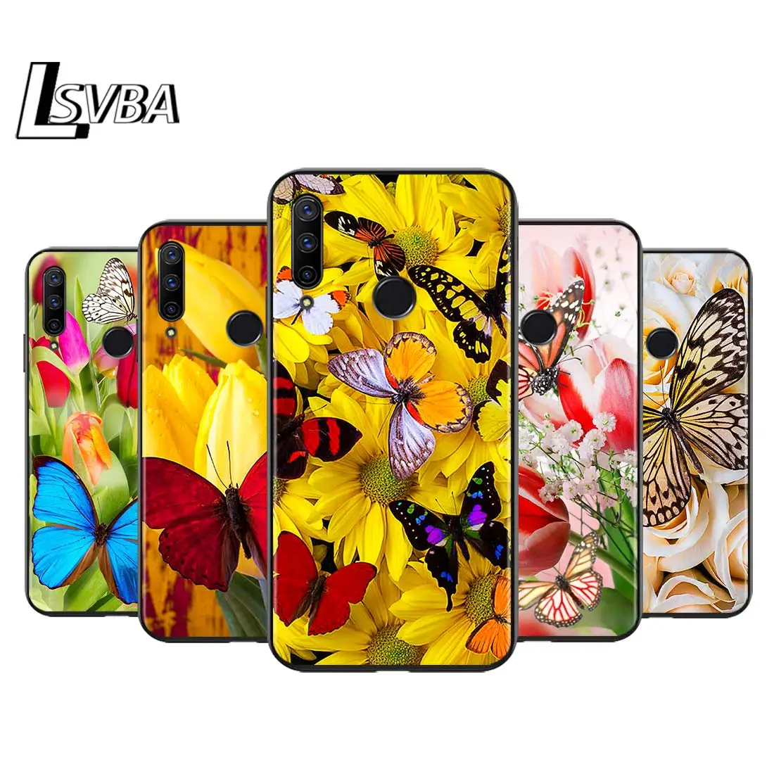 

Colorful Flower Butterfly for Huawei Honor 30 20S 20 10i 9S 9A 9C 9X 8X 10 9 Lite 8A 7C 7A Pro Phone Case Black Cover