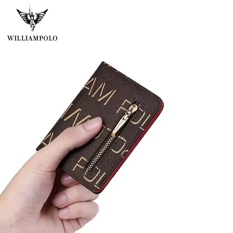 

Женский тонкий кошелек Williampolo, модный кошелек на молнии с отделением для монет и карт, #191446