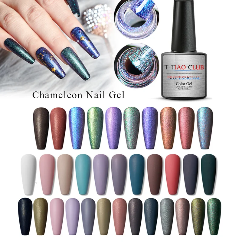 

T-TIAO CLUB Хамелеон голографический Гель-лак Звездный Блестящий Блеск отмачиваемый УФ-гель лак Эмаль лак для ногтей