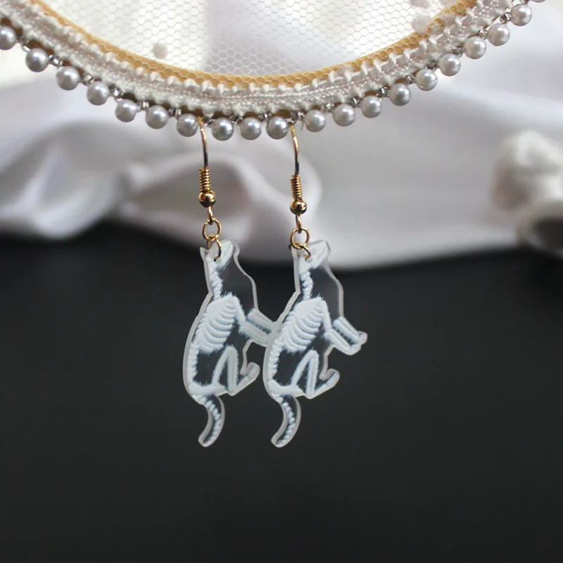 Женские серьги скелетоны DoreenBeads прозрачные акриловые с подвеской в виде скелета 1