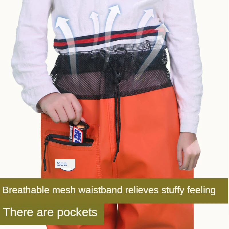 Child Kid Waterproof Wading Pants With Rain Boots Playing Sand Water Sports Garden Beach Fishing Hunting Jumpsuit Wader Trousers