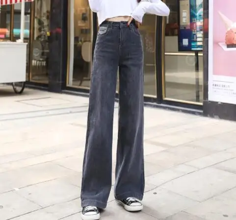 

Wide leg pants for women plus size high waist cotton blend new fashion denim jeans casual capris female loose yqy2005