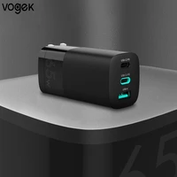 vogek 65w gan charger quick charge 3 0 fast charging power adapter usb type c output portable charger for ipad macbook iphone