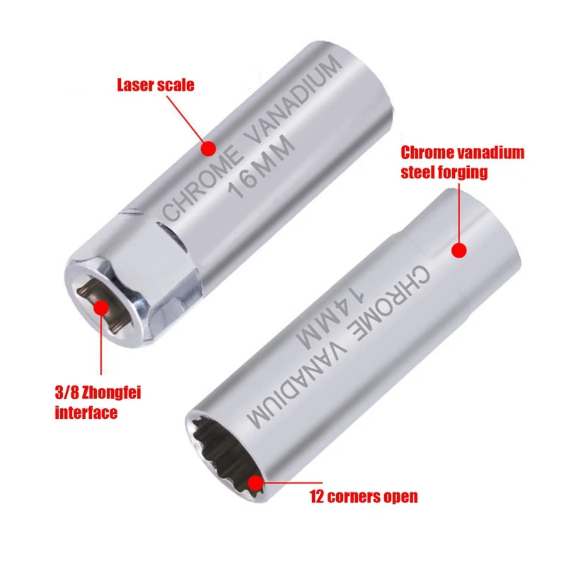 

Spark Plug Socket Spark Plug Wrench-12/14/16mm Shrapnel Auto Professional Spare Parts 1pc