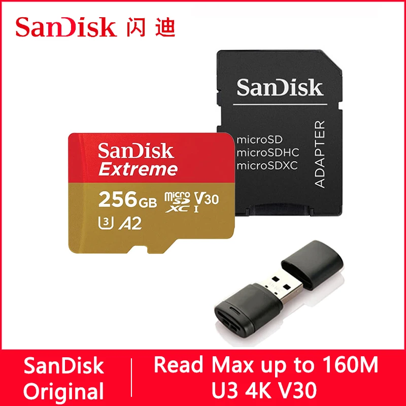 Двойной Флеш накопитель SanDisk Extreme Micro SD карта 128 Гб 64 оперативной памяти 32