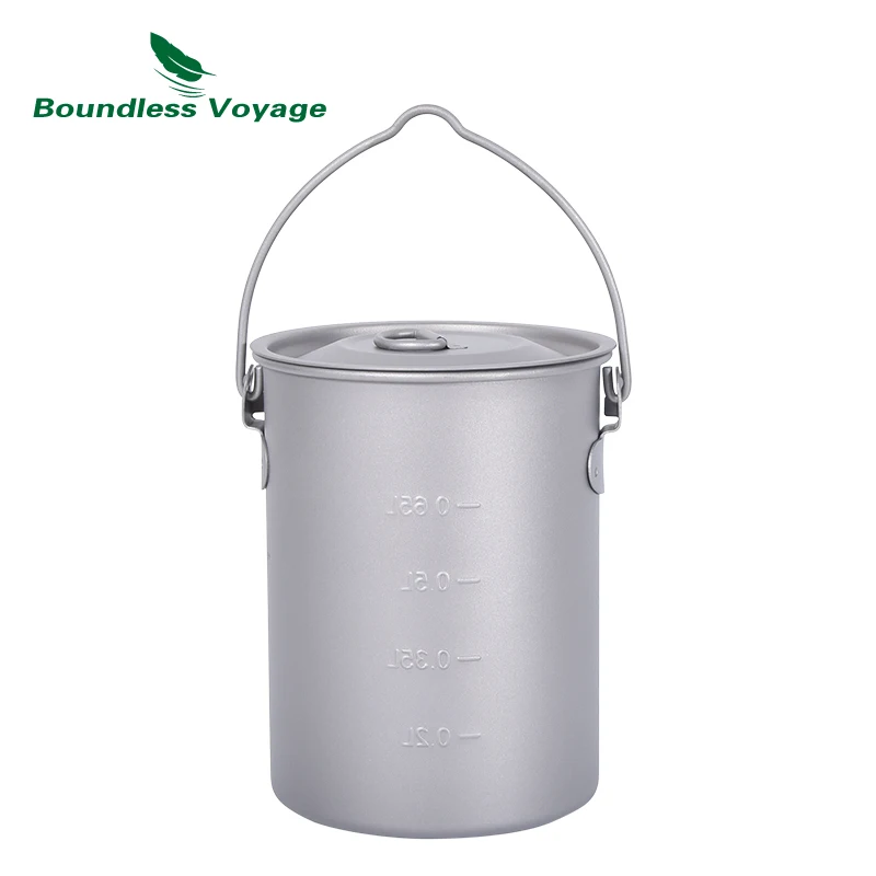 Boundless Voyage Titanium Cup with Lid Folding Handle Outdoor Camping Mug Pot Drinkware 200ml 500ml 750ml 1250ml | Спорт и
