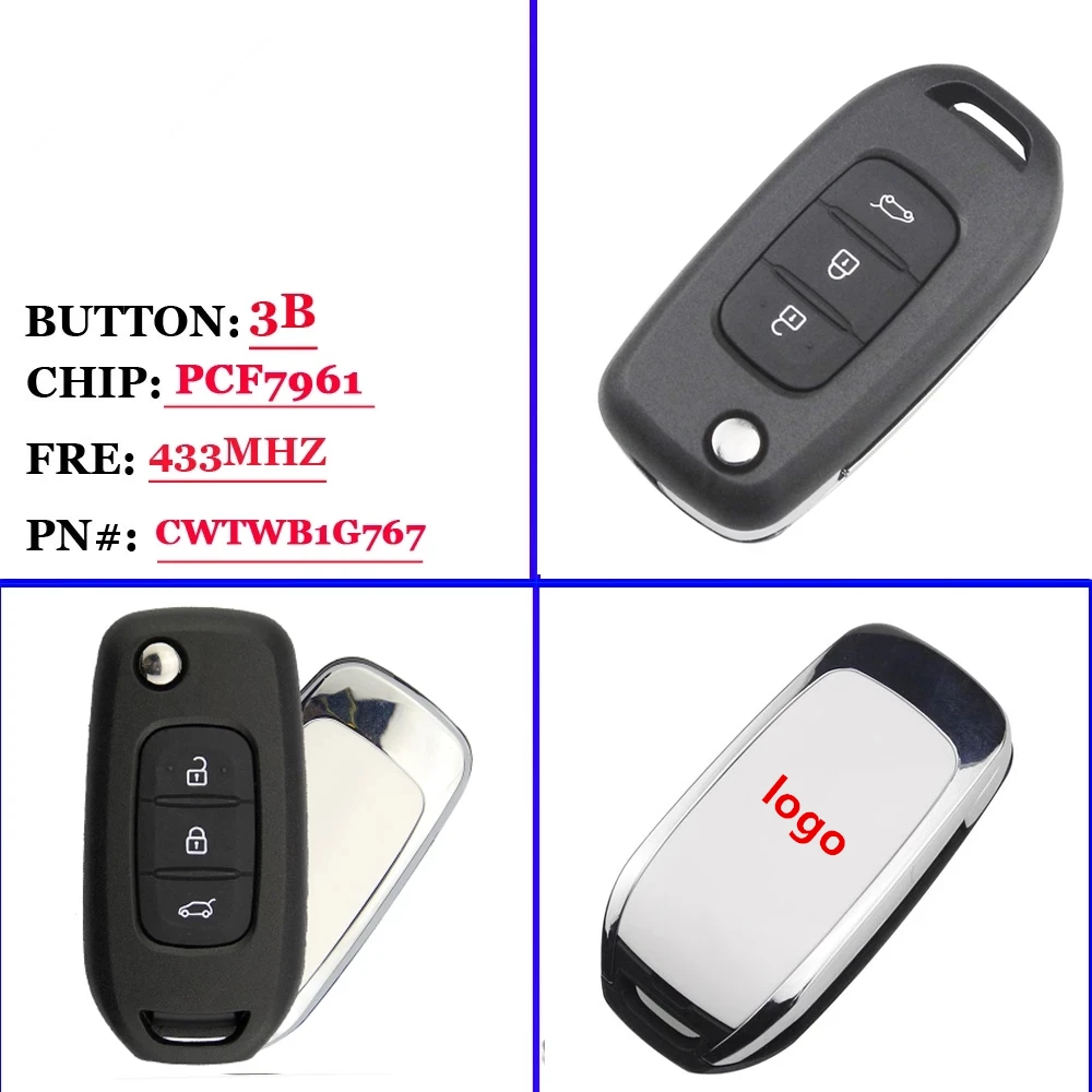 Автомобильный складной дистанционный ключ 434 МГц для Renault Megane IV Scenic Clio Captur Kadjar Sandero