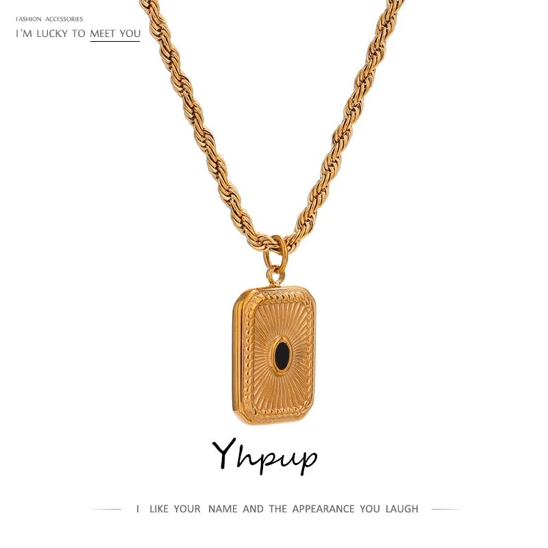 

Цепочка Из Нержавеющей Стали Yhpup, ожерелье с квадратным кулоном, массивное металлическое золотое ожерелье, ювелирные изделия для женщин, оф...