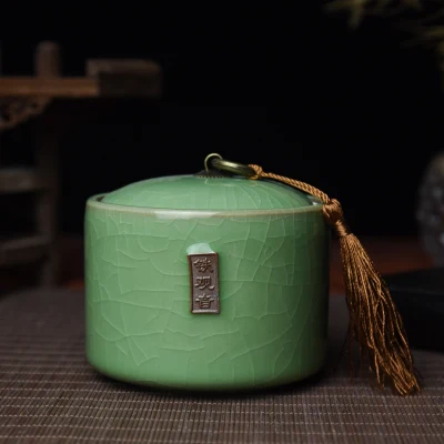 Герметичные чайные банки Longquan Celadon, упаковка для чая, портативная Чайная Коробка для путешествий, чайная банка, чайная баночка, резервуар для хранения - Цвет: Лиловый